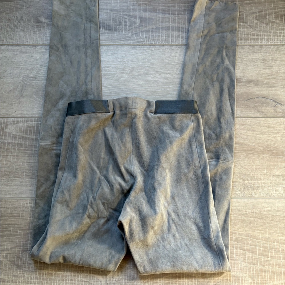 Alice + Olivia Taupe Low Rise Lamb Leather Suede Leggings Size 0 - Picture 10 of 11